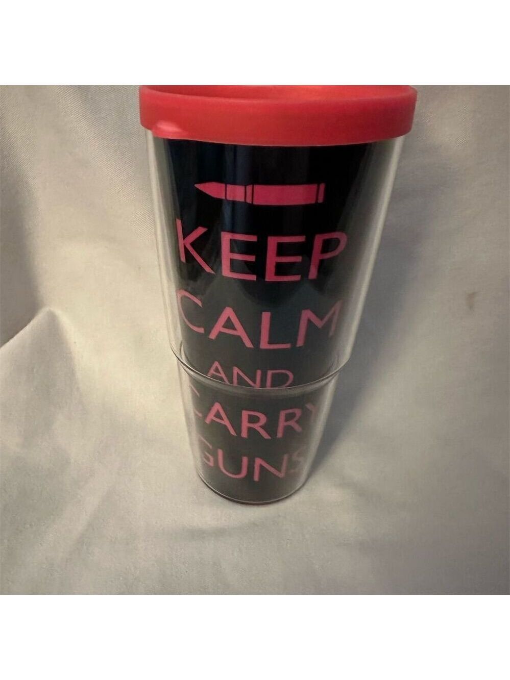 Bass Pro Tervis Red Travel Mug Keep Calm and Carry Guns